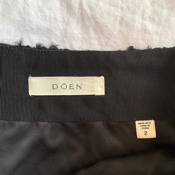 Doen Elina Tweed Boucle Button Pocket High Waist A Line Mini Skirt Black - Picture 11 of 15